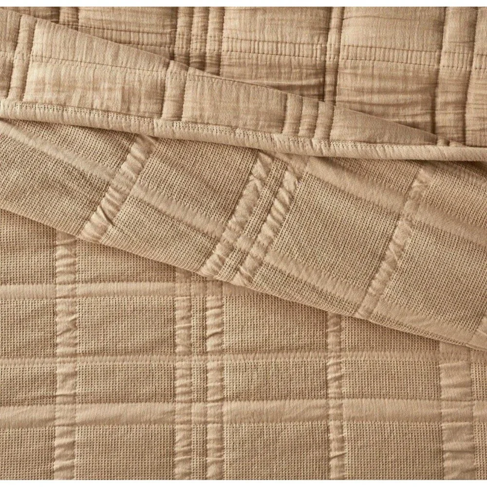 Queen Waffle Matelasse Quilt Camel - Threshold designed with Studio McGee NEW